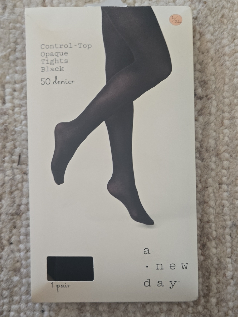 a new day Black Opaque Control-Top Tights L/XL